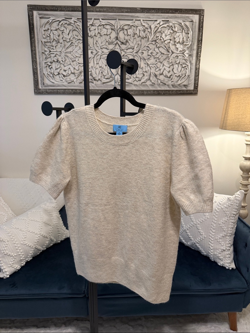 CeCe Cream Puff-Sleeve Knit Top